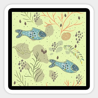 Fish and Algae Pattern Sticker